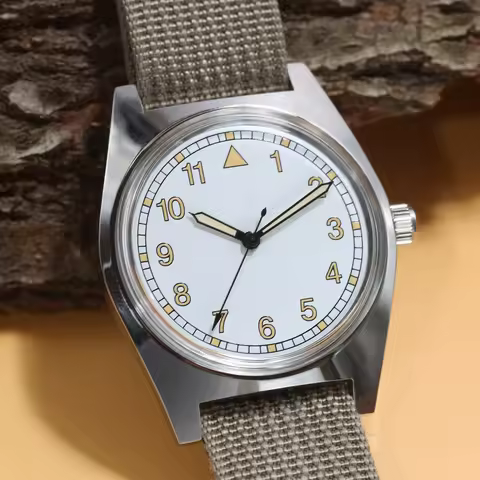 7120 Pilot's Mechanical Watch - 36mm Manual Winding, Retro Aviator Style for Men