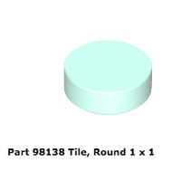 Lego round tile 1x1 part 98138 in light aqua