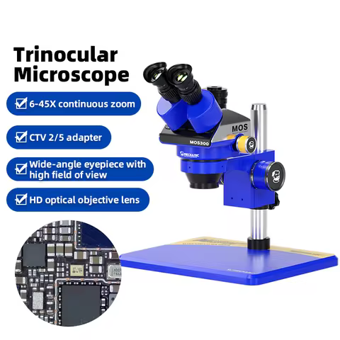MECHANIC MOS300 B11 HD Trinocular Stereo Microscope 6-45X Zoom For Mobile Phone Computer Motherboard