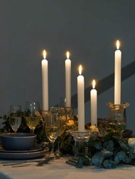 錐形蠟燭裝置,5入無香無煙滴不掉蠟餐桌蠟燭,適用於家居、婚禮、派對等場合裝飾燭