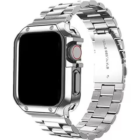 TPU Protector Case+Metal Strap For Apple Watch Ultra 2 Band 49mm 45mm 44mm 41mm 40/38 Stainless stee