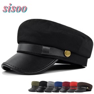SISOO Navy Cap, British Style Vintage Beret Hats, Flat  Cap Painters Cap Flat Top Hat Duck Tongue Ca