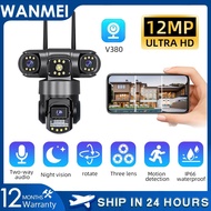 V380 Pro Three Lens Wireless 4G SIM Card Camera 6K 12MP WIFI Outdoor Waterproof 360 IP Security CCTV