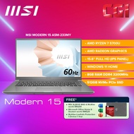 MSI Modern 15 A5M-233MY Laptop Ryzen 7 5700U|15.6"FHD IPS|8GB|512GB|W11H|MOHS - 9S7-155L26-233