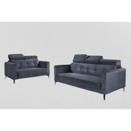 Global Furniture Direct Factory 2 Seater 3 Seater Velvet Grey Sofa Set 2+3 Seater