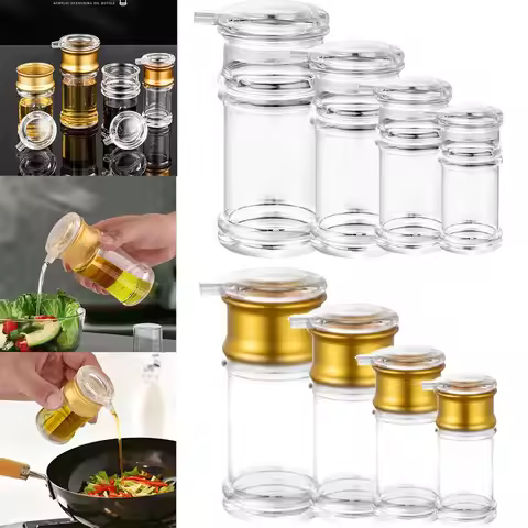 Acrylic Transparent And Gold Oil Bottle Liquid Seasoning Pot Soy Sauce Home Kitchen Accessories