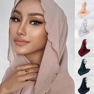 【Malaysia stock】New chiffon shawl Sulam 4 edge decoration Sulam virus veil 4 edge cotton scarf