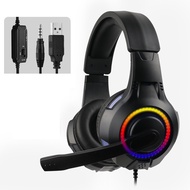 USB RGB Light Gaming Headset Headphones With Microphone For PC Computer For Xbox One Professional Gamer Surround Sound RGB Light