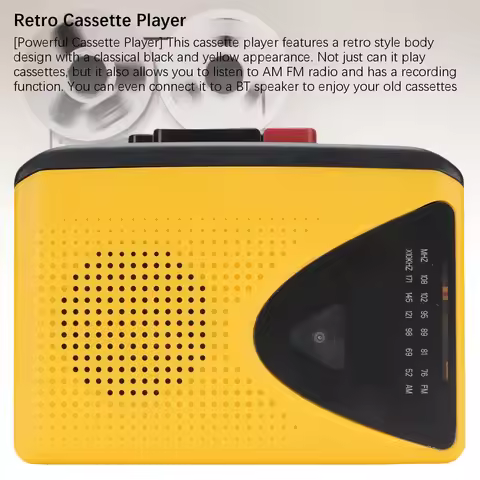 Retro Cassette Player Tape Recorder Portable AM FM Radio with Large Speaker and Headphone Jack Built