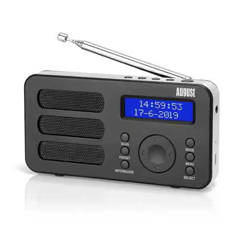 Portable Digital Radio August MB225 DAB/DAB +/FM RDS Function Dual Alarm Stereo/Mono Speaker Recharg