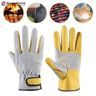 DREAMFOREST 1Pair Men Work Gloves Soft Cowhide Driver Driving Farm Garden Welding Security Protectio