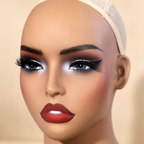 Mannequin Head with Shoulders PVC Mannequin Head Bust Jewelry Display Bust Skin-Toned Polished Finis