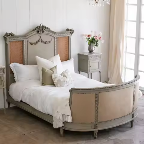 Solid Wood Bed 1.8m Double 2m King 1.5m Queen Retro Beech Frame High End Home Furniture Princess Sty