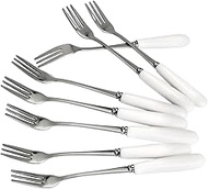 MEIYAHOME Fine Dessert Forks 18-10 Stainless Steel Fruit Fork(Creative White Ceramic Handle) Tasting