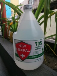 NEW FEDERAL 70% Isopropyl Alcohol 1 Gallon 3.2 Liters Net Content Antibacterial, Antiseptic, Sanitiz