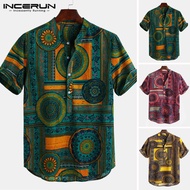 INCERUN muslim Kaos Polo Pria batik Pendek Shirt Kausal Tee Tops