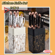 7 pcs Kitchen Knife Set with Holder Stainless Steel Knife Set Dapur Pisau Gunting Set 7 件套刀具