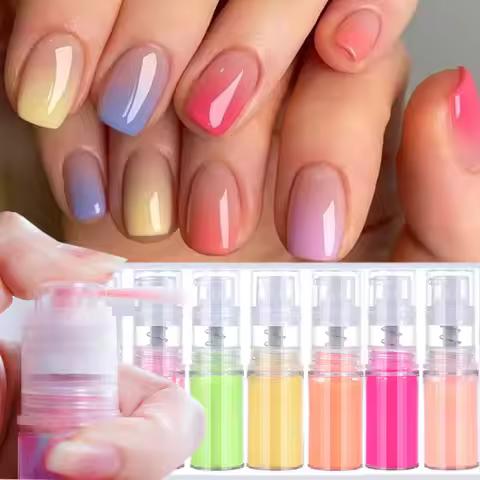 12Colors Ombre Spray Nail Dipping Powder 10g Neon Gradient Pastel Nail Pigment Ombre Spray Powder Di