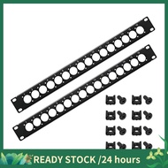 Punched Metal 1U Rack Mount XLR Patch Panel- Audio Rack Mount Panels(2-Pack) 1U16