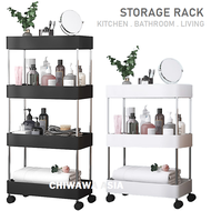 Tier Layer Plastic Storage Rack Kitchen Living Trolley Shelf Bathroom Toilet Organizer Cart with Whe