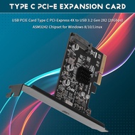 USB PCIE Card Type C PCI-Express 4X to USB 3.2 Gen 2X2 (20Gbps) ASM3242 Chipset for 8/10/Linux