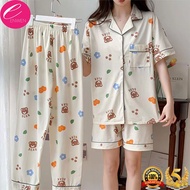 ENWEN Women Three-in-one Korean fashion Short-Sleeve Polo and Pajama with Shorts,  Casual Cotton Printed Ladies Pajamas Set, Sleepwear for woman, ladies terno pajama