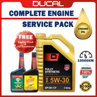 DUCAL FULLY SYNTHETIC Engine Oil SAE 5W30 API SN/CF 4 Litres ( FREE 1 PREMIUM ENGINE FLUSH &amp; 1 PREMIUM OIL TREATMENT ) &amp; ( FREE MILEAGE STICKER ) ~ COMPLETE SERVICE PACKAGE 5W30 4L MINYAK HITAM MINYAK ENJIN PROTON PERODUA TOYOTA HONDA MERCEDES  BMW  AUDI