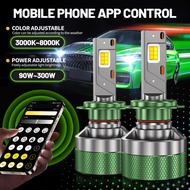 2PCS H7 LED Headlight AI Mobile APP Control 300W 3000K-8000K Smart LED Chip High Power For H4 H7 900
