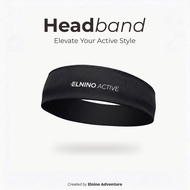 Elnino Active Sport Headband Quick Dry Stretch Unisex Men Wanita - Solid Black