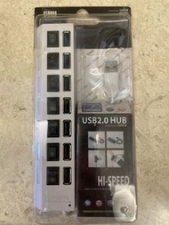 USB2.0 附開關延長線造型 7埠 HUB集線器(1拖7 1對7)
