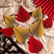 2 pieces of paper folding fan cake decoration ornament, blessing auspicious dessert table decoration