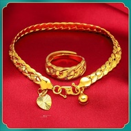 Gold 916 Lelong Bracelet+Adjustable Ring Bracelet for Women 916 Gold Bracelet for Men Bracelet Womon