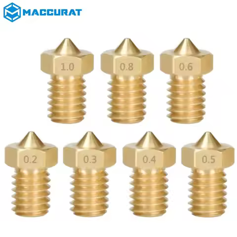 5pcs 3D Printer Accessories V5 V6 M6 Threaded Nozzle 0.2 0.25 0.3 0.4 0.5 0.6 0.8 1.0mm for 1.75mm 3