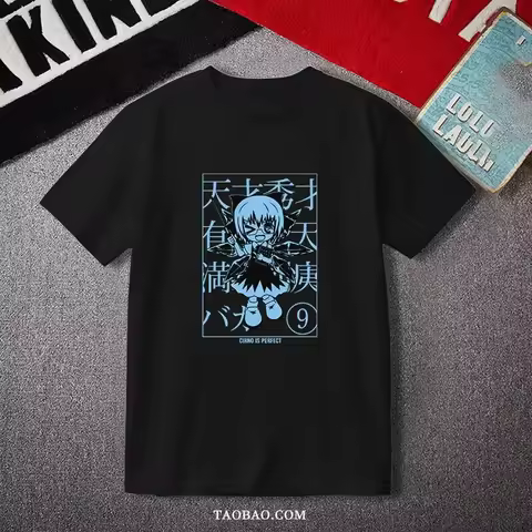 Anime Cosplay Touhou Project Cirno Cosplay T-shirt Short Sleeve Unisex Men TEE