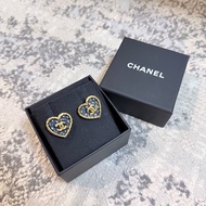 全網最低✨CHANEL 24P爆款 絕版 牛仔愛心耳環 小號 耳針款 95新