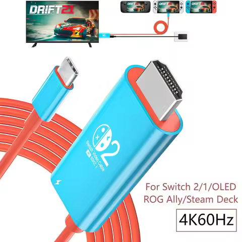 2M 4K 60Hz Switch 2 HDMI Cable USB C to HDMI Cable Adapter 4K HDR PD 100W for Switch1/2 OLED SteamDe