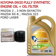 MAZDA 2, 3 1.6 nON-SKYACTIV  OIL FILTER + KOYOMA 0W20 FULLY SYNTHETIC ENGINE OIL