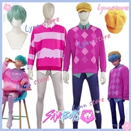 KPOP DEMON HUNTERS Cosplay Costume SAJA BOYS Outfit BABY Pink Suit Wig Animated KPOP Roleplay Outfit