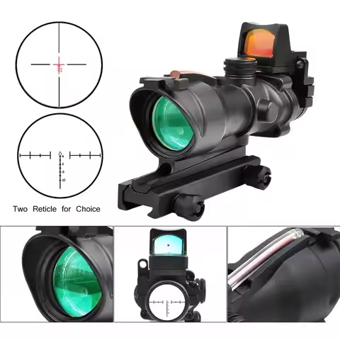 4X32 Real Fiber Optics Tactical Optical Sight Scope 4X Red Green Illuminated Red Dot Hunting Sight 5