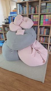 梳化豆袋梳化椅 灰色 粉紅色 豆豆袋 豆豆沙發 sofa bean sofa