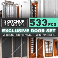 SketchUp | 3D Model 3D Model Door Set 533 for home interior design | Exclusive Material Library