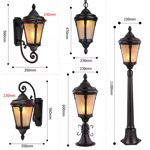 Outdoor Standing Porch Light Retro Wall Lamps Vintage Chandelier Led Lighting for House Gate Patio A
