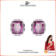 ♈Swarovski♈ Womens fashion earrings.S925 silver square earrings February pink crystal gemstone earri