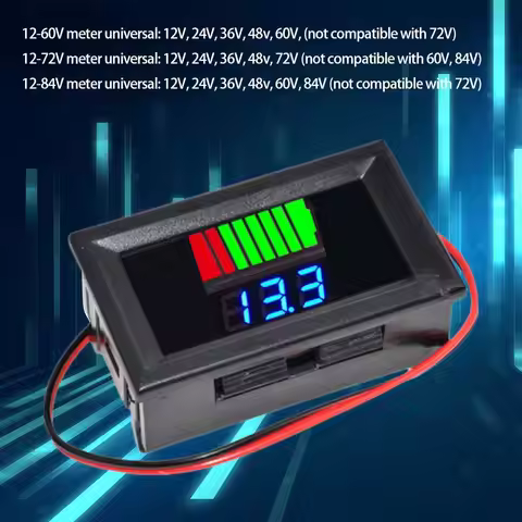 Car Battery Charge Level Indicator 12V 24V 36V 48V 60V 72V Lithium Battery Capacity Meter Tester Dis