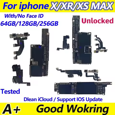 100% Working Unlocked Motherboard For iPhone XR X Xs Max With Face ID Clean iCloud Mainboard Support