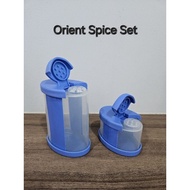 Tupperware Orient Spice Set 275ml (1)18.8 cm(L) x 6cm(W) x 11.2cm(H)125ml (1)8.8 cm(L) x 6cm(W) x 5.6cm(H)Retail S$24.00