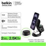 Belkin WIZ034my BoostCharge 3in1 Convertible Magnetic Charging Stand with Qi2 15W(iphone,qi2 device,