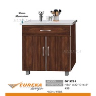 EUREKA 2.5ft XL Low Kitchen Cabinet/Kabinet Dapur Aluminium Edges Drawer