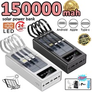 solar power bank 150000mah four-wire powerbank original with LED Light solar charger for mobile phon