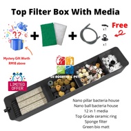 Aquarium Top Filter Box for 2.5ft tank above. 27" x 5" x4.5" media filter box akuarium ikan